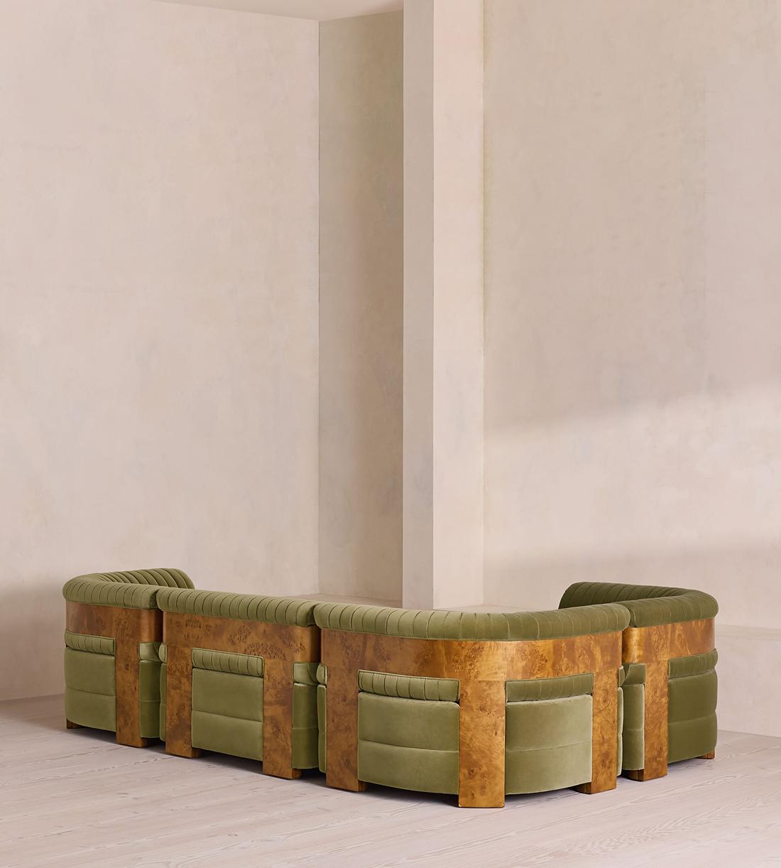 Caleb Sectional Sofa - L-Shape Sofa - Velvet - Lichen - Dark Burl - US - Images - Image 3