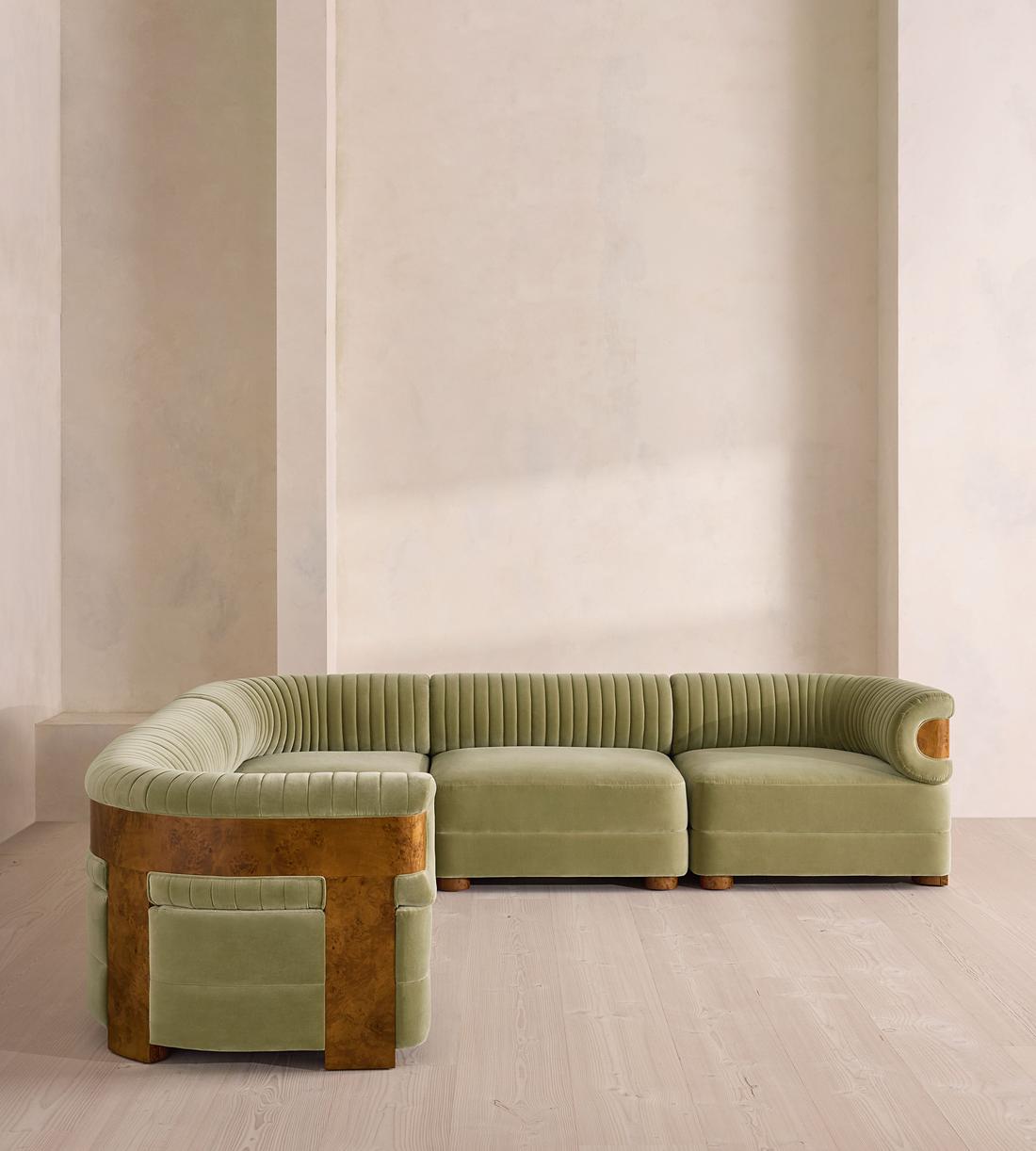 Caleb Modular Corner Sofa - Velvet - Lichen - Dark Burl - UK - Listing - Image 2
