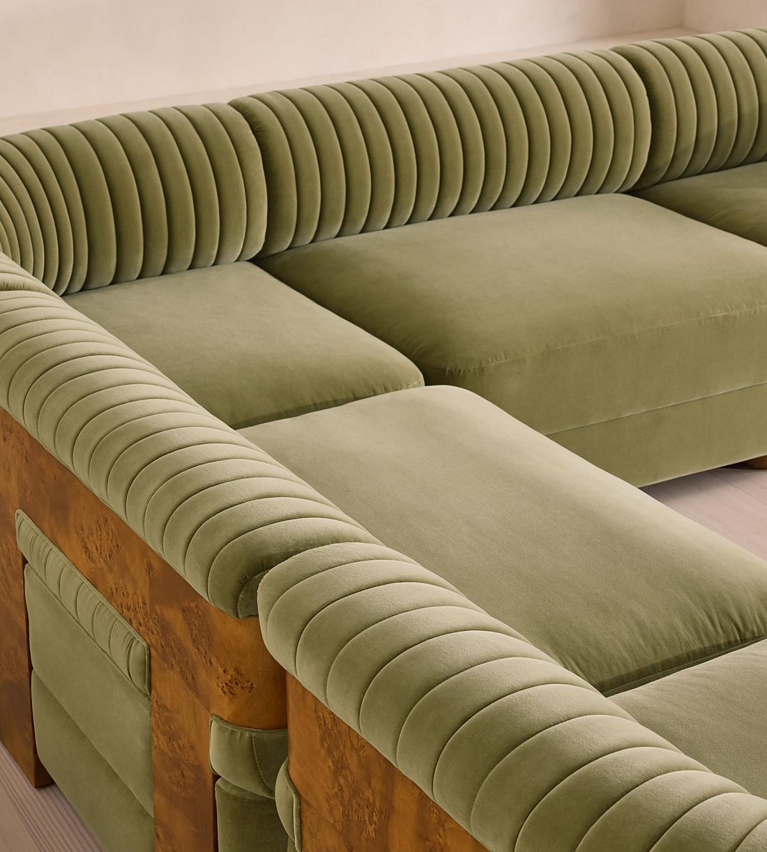 Caleb Modular Corner Sofa - Velvet - Lichen - Dark Burl - UK - Images - Image 4