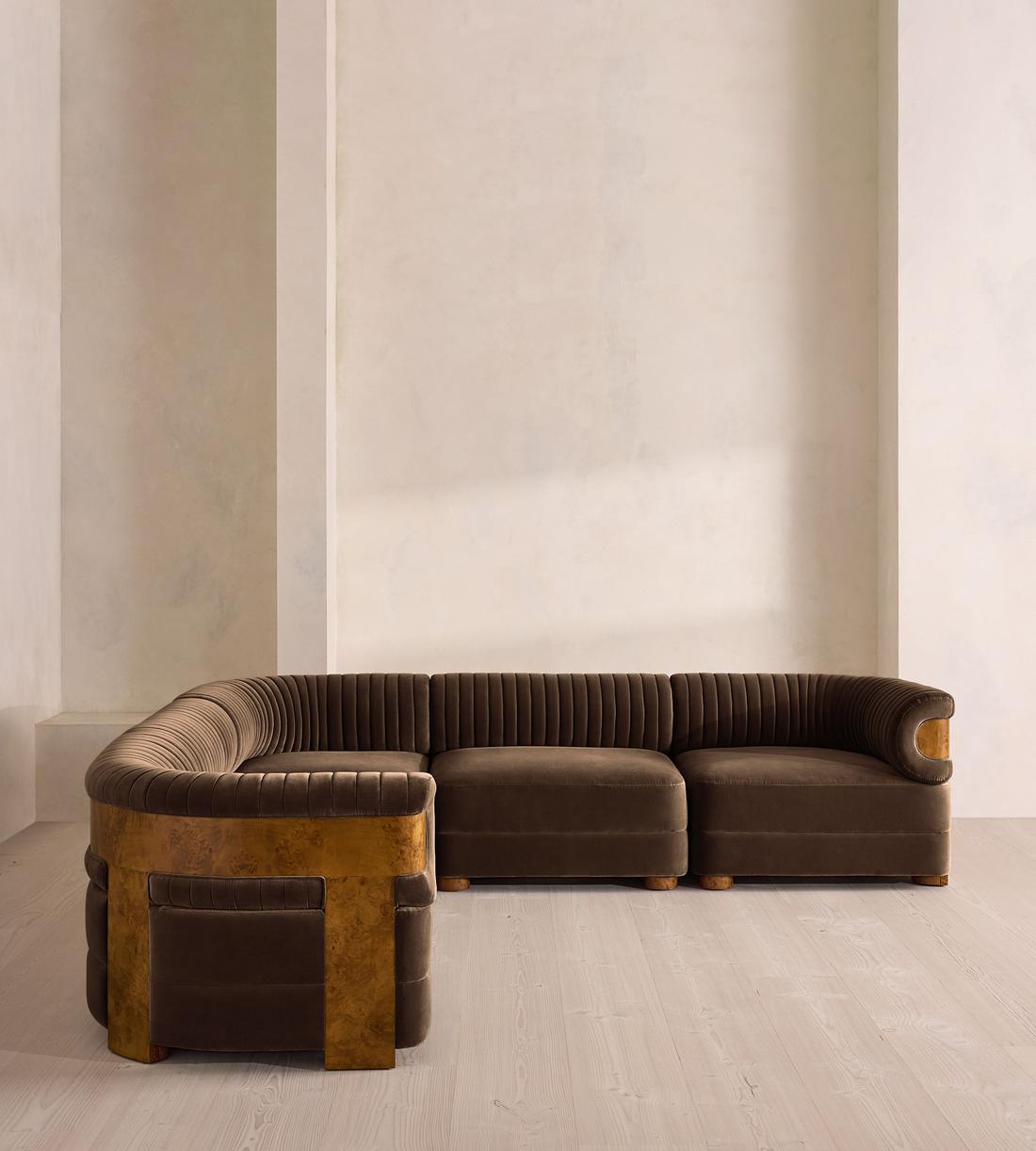 Caleb Modular Corner Sofa - Velvet - Chocolate - Dark Burl - UK - Listing - Image 2