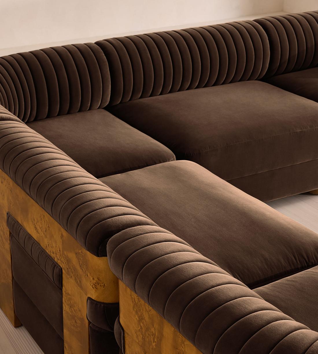 Caleb Modular Corner Sofa - Velvet - Chocolate - Dark Burl - UK - Images - Image 4
