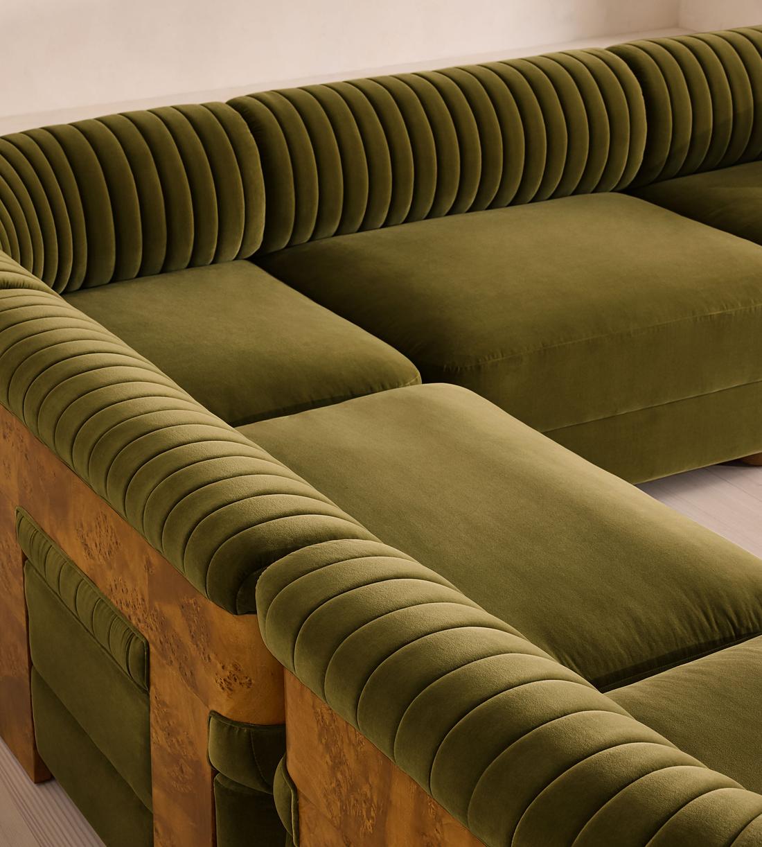 Caleb Modular Corner Sofa - Velvet - Olive - Dark Burl - UK - Images - Image 4