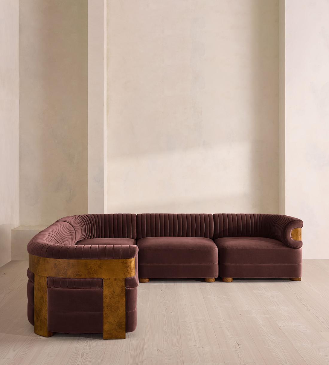 Caleb Sectional Sofa - Corner Sofa - Velvet - Aubergine - Dark Burl - US - Listing - Image 2