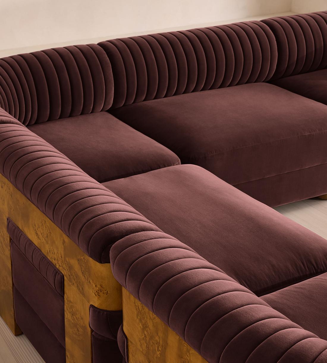 Caleb Sectional Sofa - Corner Sofa - Velvet - Aubergine - Dark Burl - US - Images - Image 4