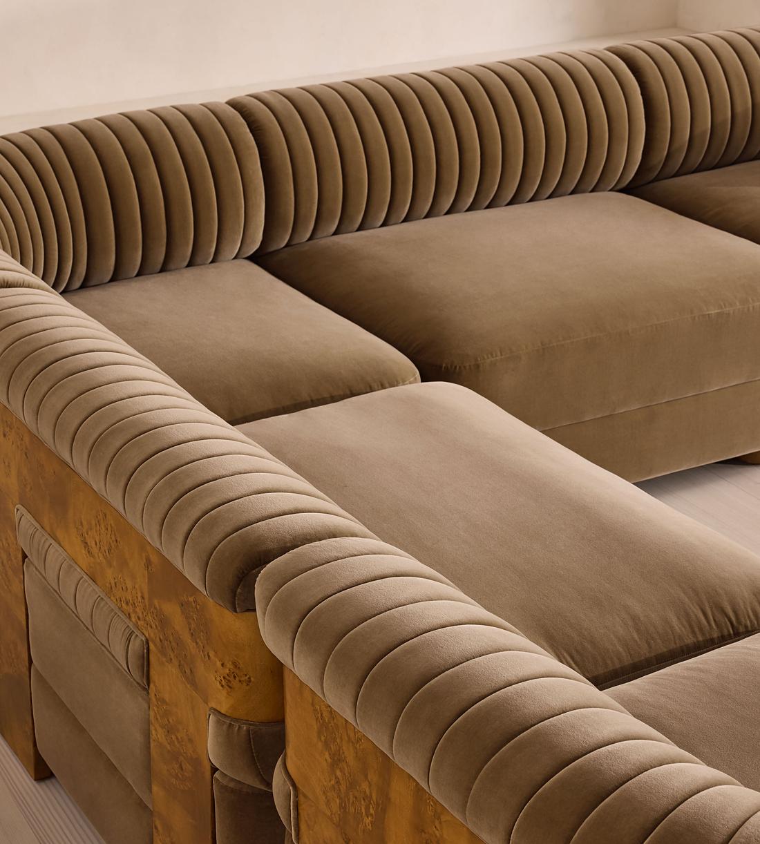Caleb Sectional Sofa - Corner Sofa - Velvet - Truffle - Dark Burl - US - Images - Image 4