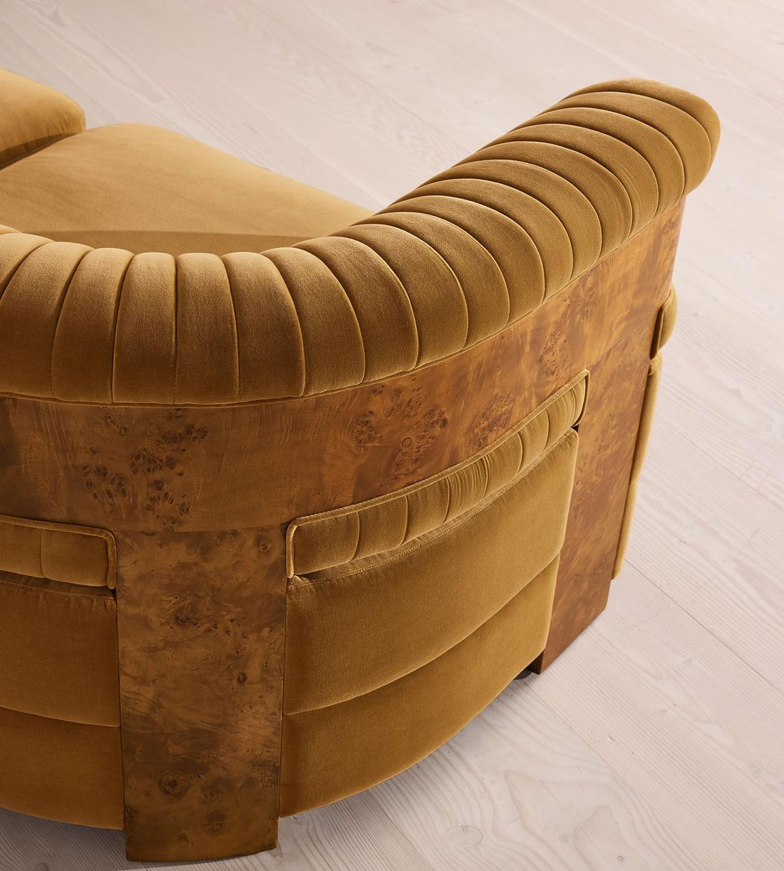 Caleb Modular Four Seater Sofa - Velvet - Mustard - Dark Burl - UK - Images - Image 5