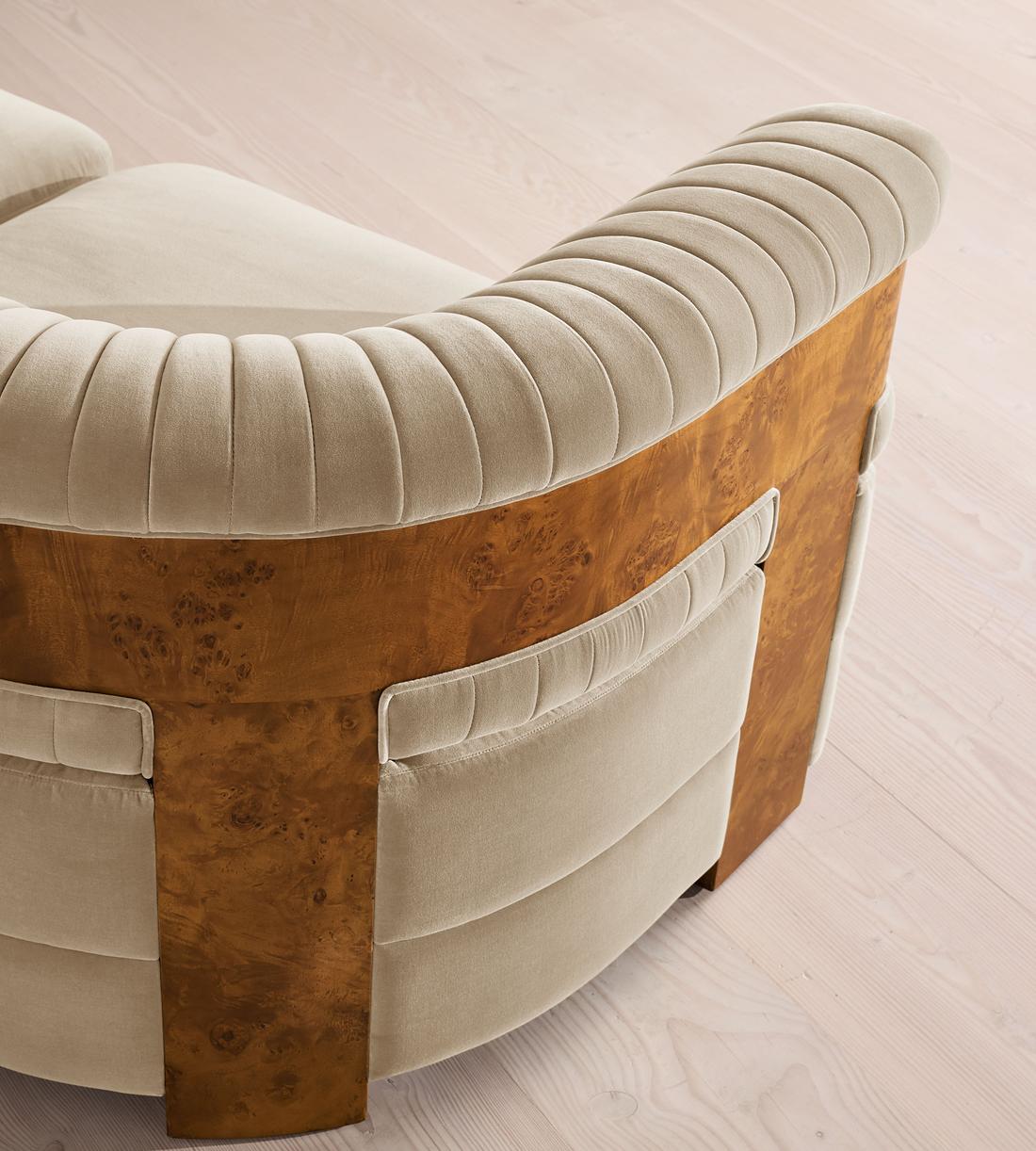 Caleb Sectional Sofa - Four Seater - Velvet - Oyster - Dark Burl - US - Images - Image 5