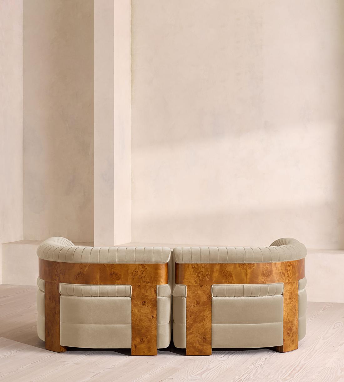 Caleb Modular Sofa - Three Seater - Velvet - Oyster - Dark Burl - UK - Images - Image 4