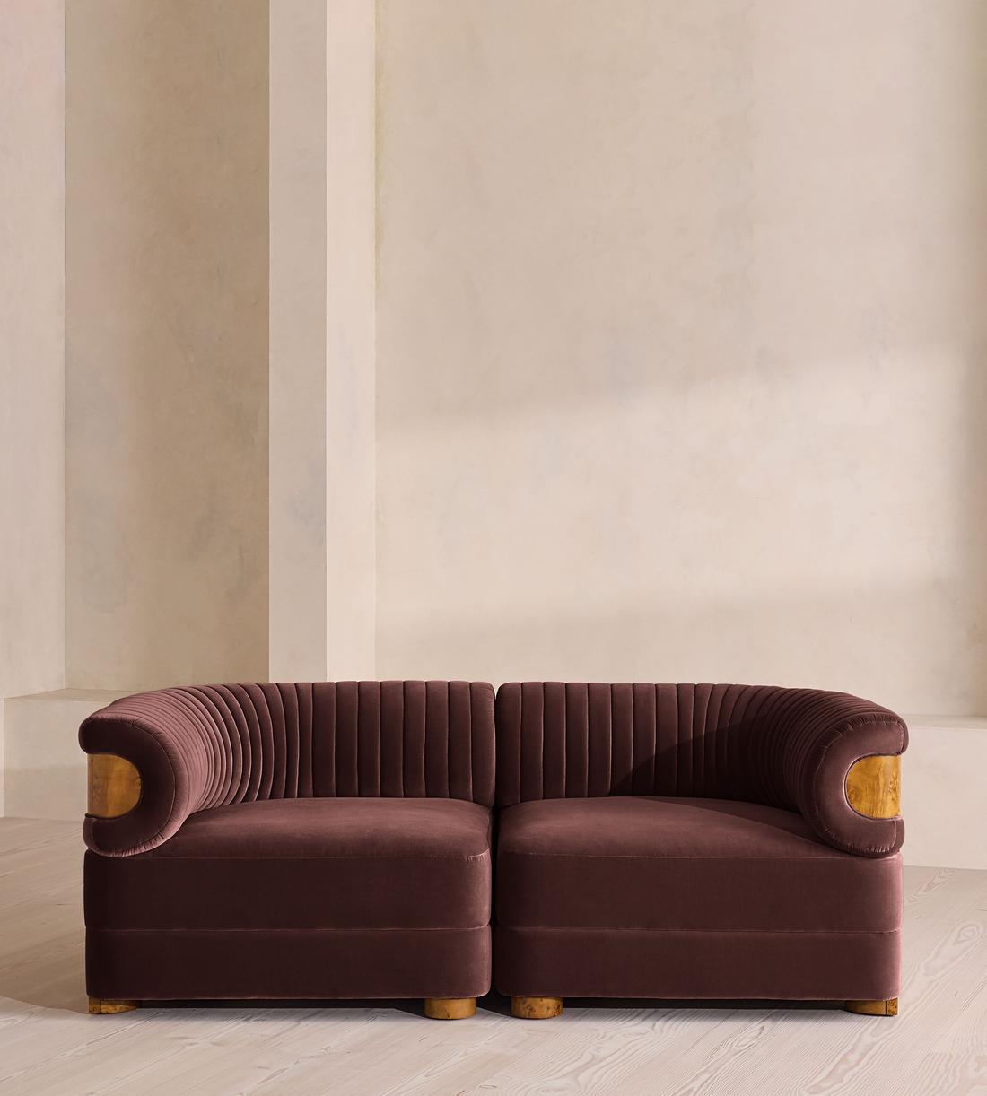 Caleb Modular Sofa - Three Seater - Velvet - Aubergine - Dark Burl - UK - Listing - Image 1