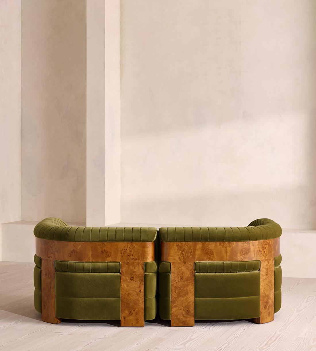 Caleb Modular Three Seater Sofa - Velvet - Olive - Dark Burl - UK - Images - Image 4