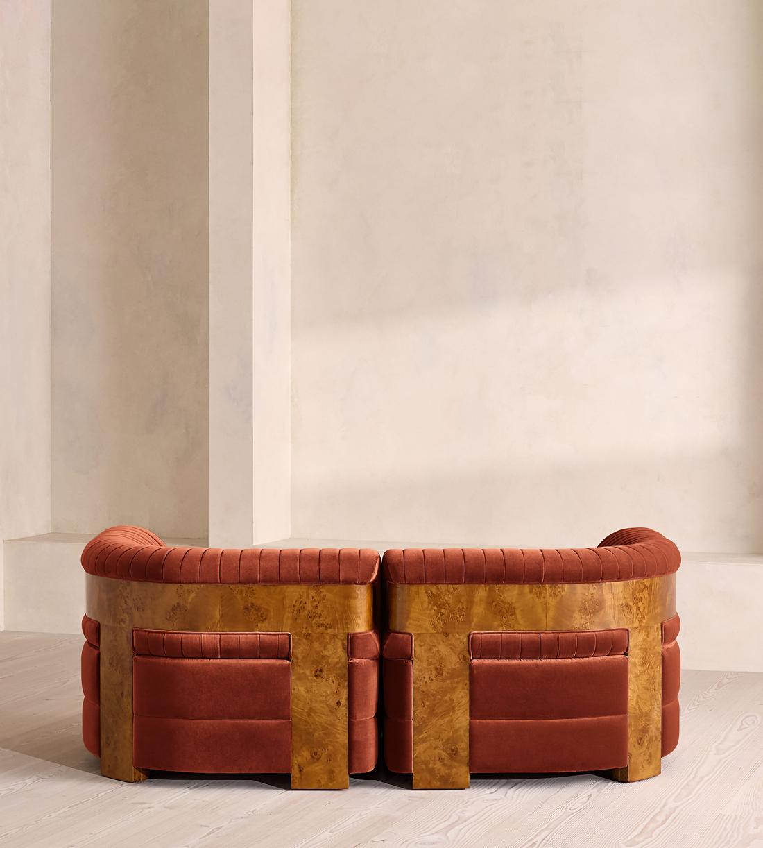 Caleb Modular Three Seater Sofa - Velvet - Rust - Dark Burl - UK - Images - Image 4