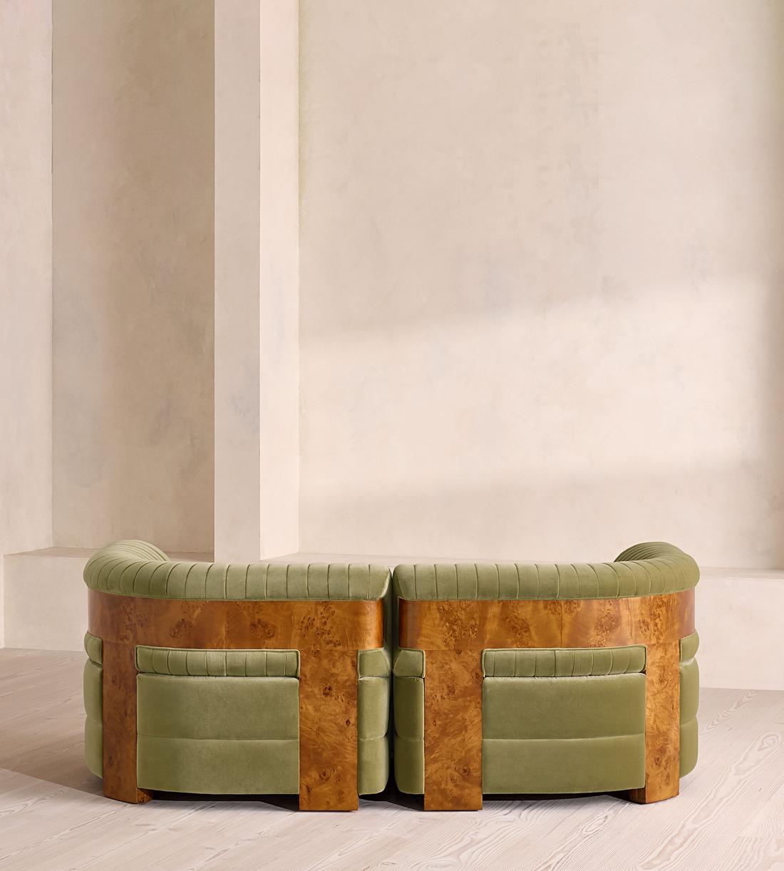 Caleb Modular Three Seater Sofa - Velvet - Lichen - Dark Burl - UK - Images - Image 4