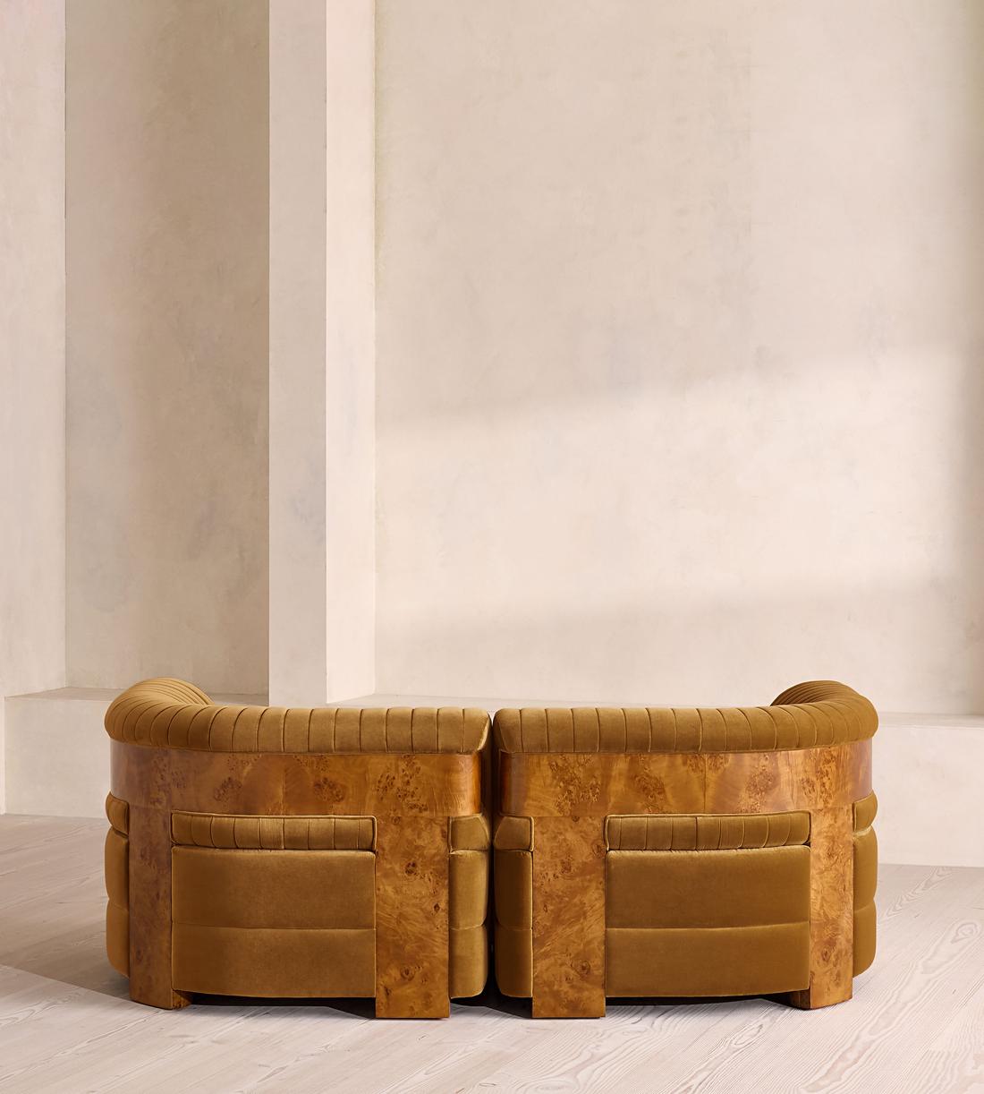 Caleb Modular Three Seater Sofa - Velvet - Mustard - Dark Burl - UK - Images - Image 4