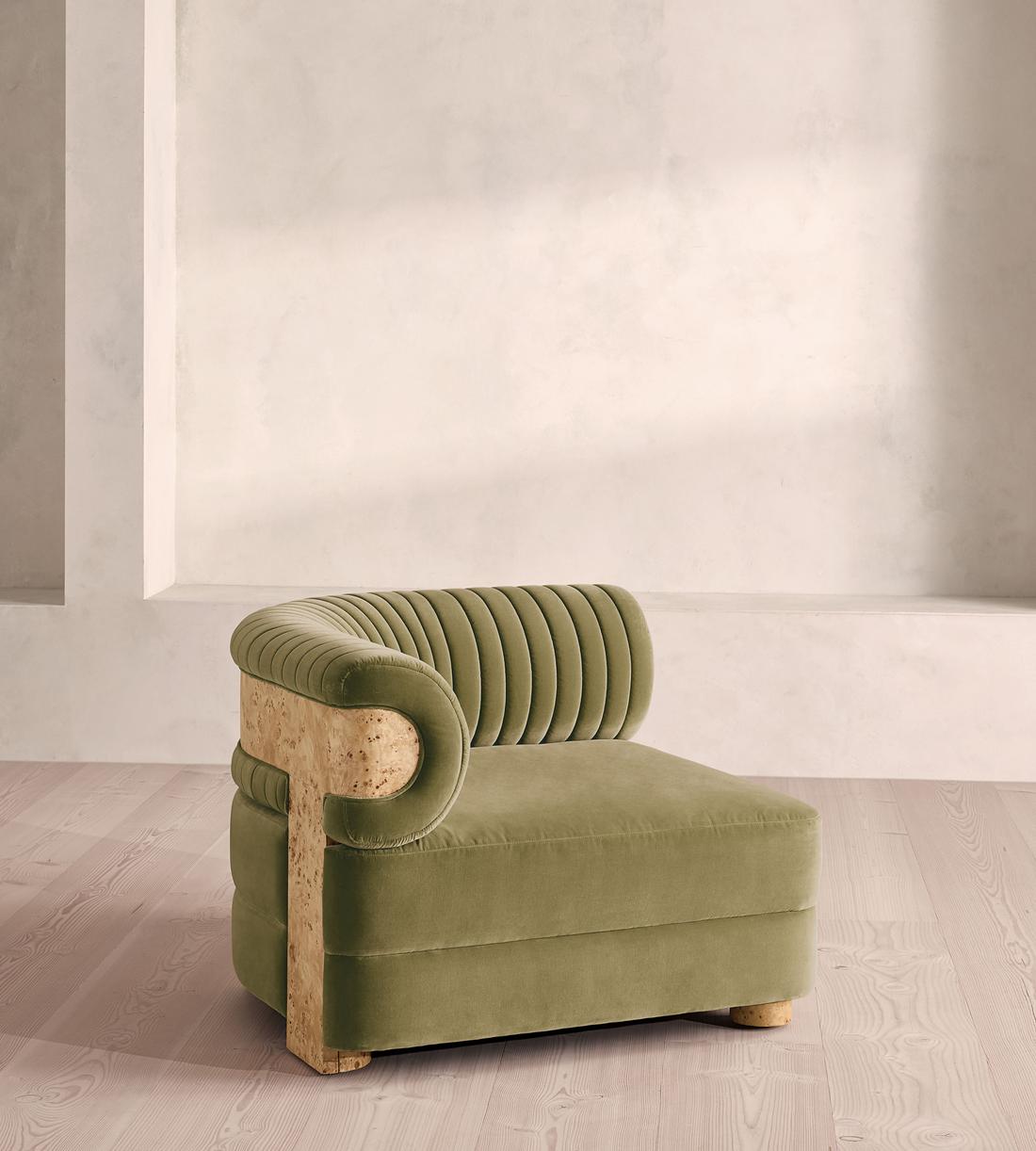 Caleb Modular Sofa - Corner Module - Velvet - Lichen - Blonde Burl - UK - Image 2