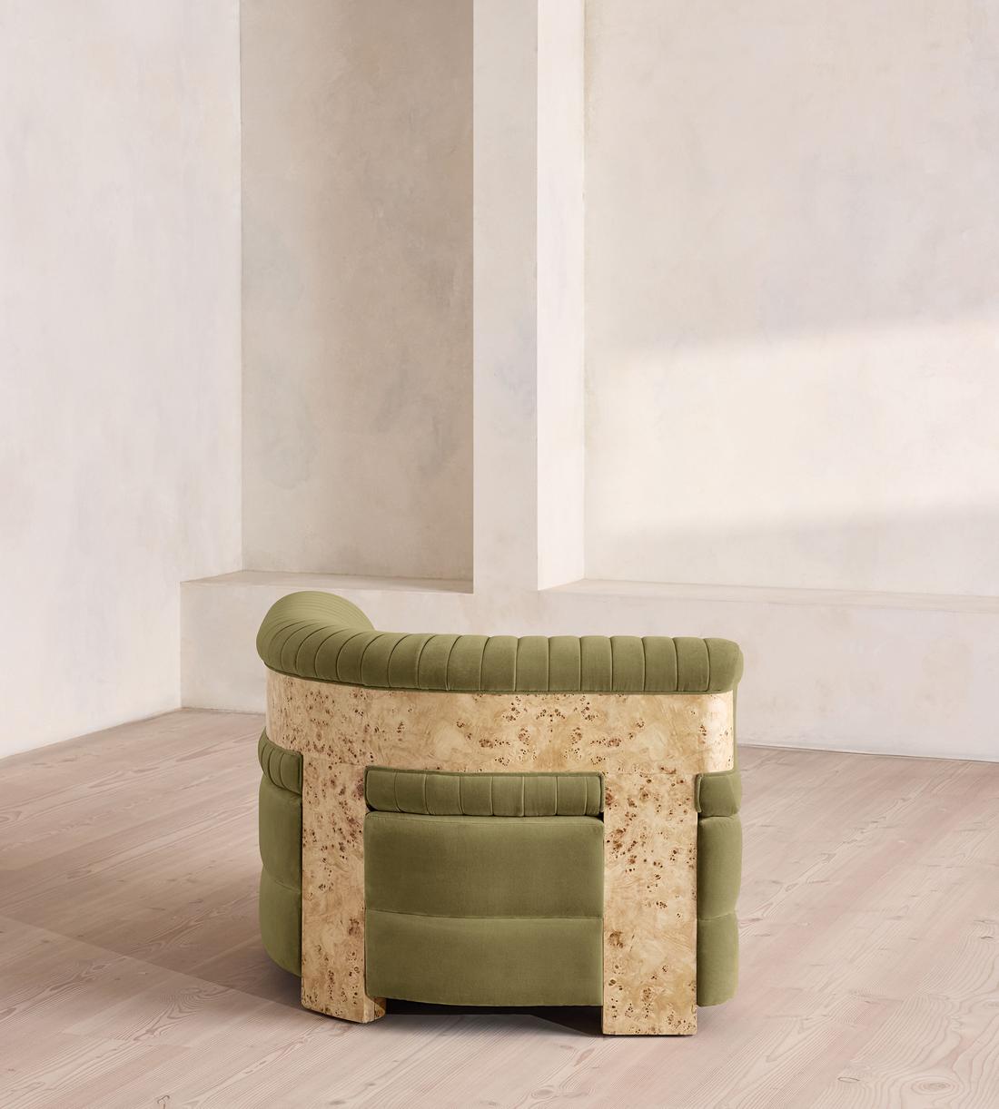 Caleb Modular Sofa - Corner Module - Velvet - Lichen - Blonde Burl - UK - Image 3
