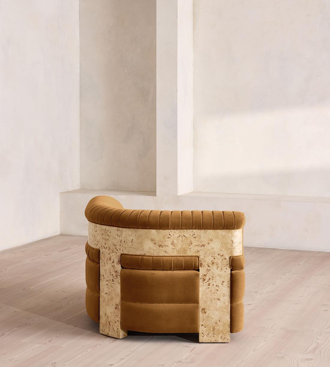 Caleb Modular Sofa - Corner Module - Velvet - Mustard - Blonde Burl - UK - Image 3