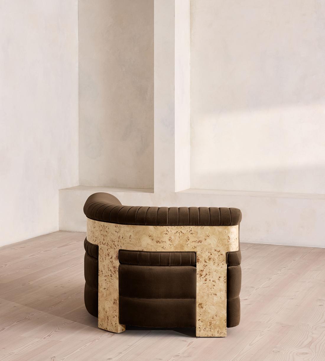 Caleb Modular Sofa - Corner Module - Velvet - Chocolate - Blonde Burl - UK - Image 3