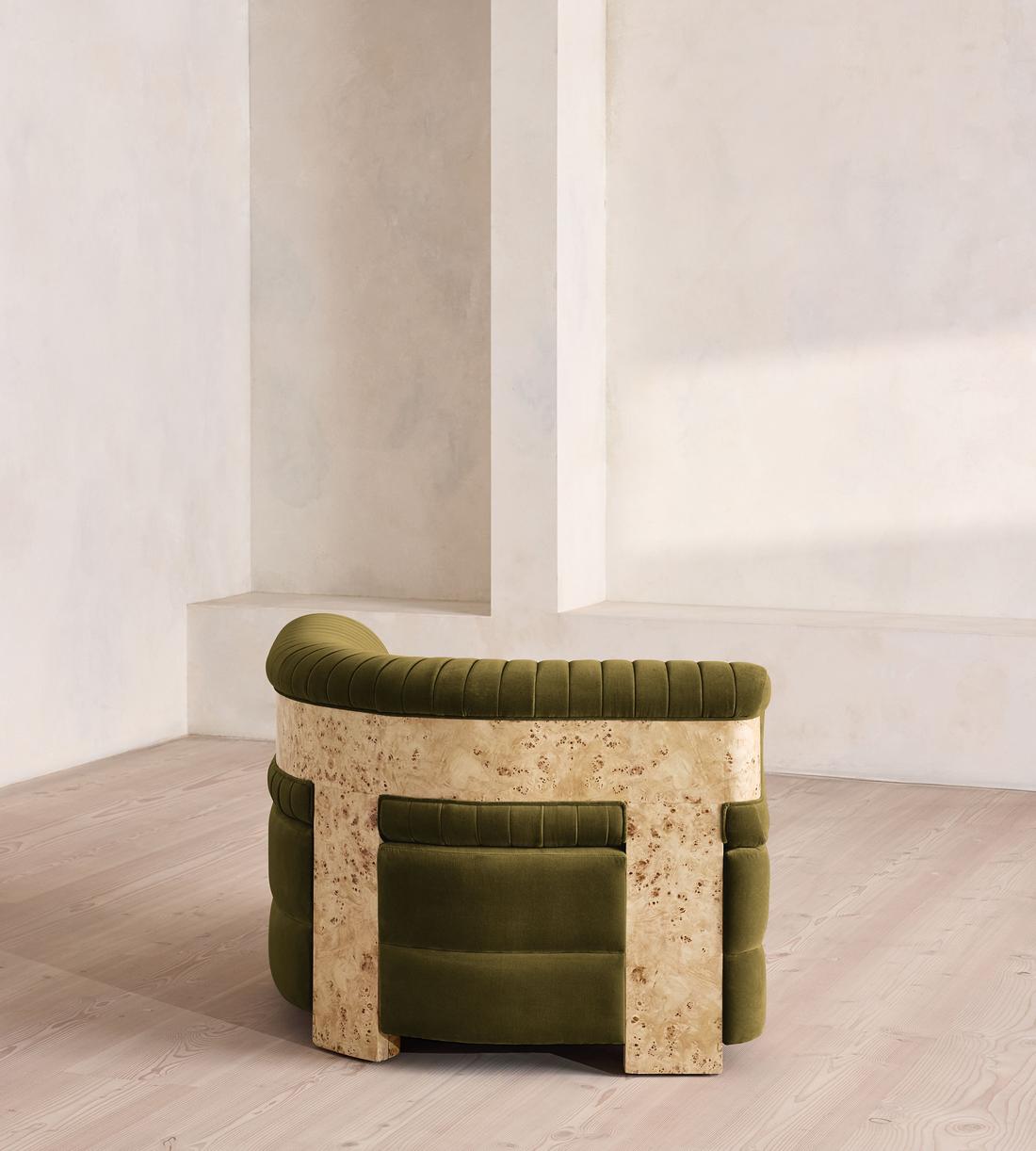 Caleb Modular Sofa - Corner Module - Velvet - Olive - Blonde Burl - UK - Image 3