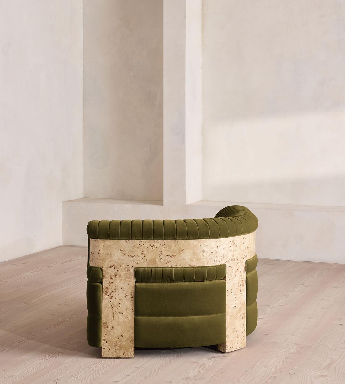 Caleb Modular Sofa - Corner Module - Velvet - Olive - Blonde Burl - UK - Image 4