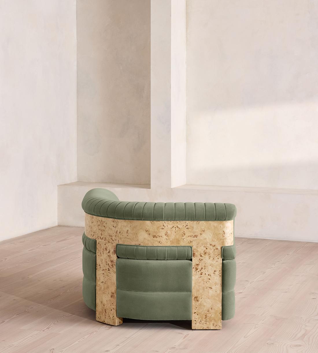 Caleb Sectional Sofa - Left Arm Module - Velvet - Seafoam - Blonde Burl - US - Image 3