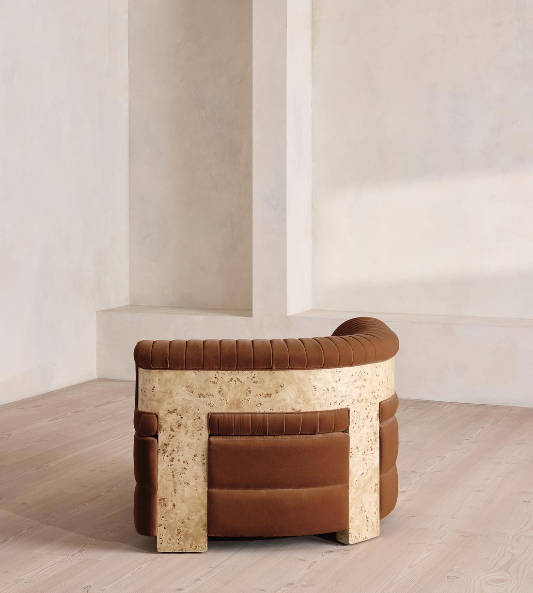 Caleb Modular Sofa - Corner Module - Velvet - Cinnamon - Blonde Burl - UK - Image 4