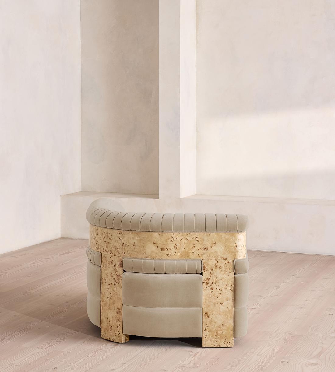 Caleb Modular Sofa - Corner Module - Velvet - Oyster - Blonde Burl - UK - Image 3