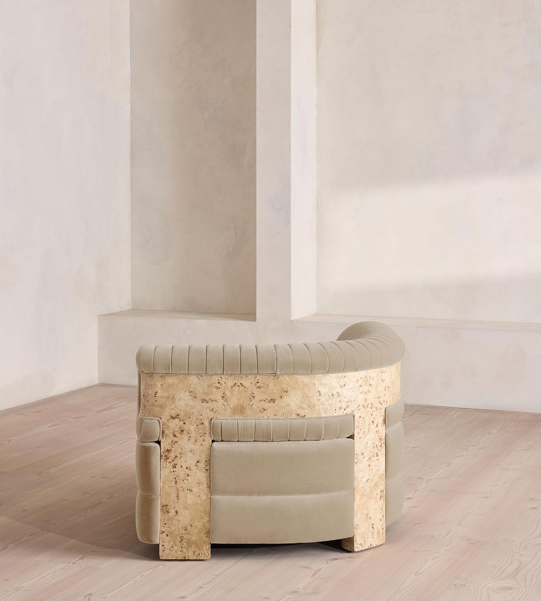 Caleb Modular Sofa - Corner Module - Velvet - Oyster - Blonde Burl - UK - Image 4