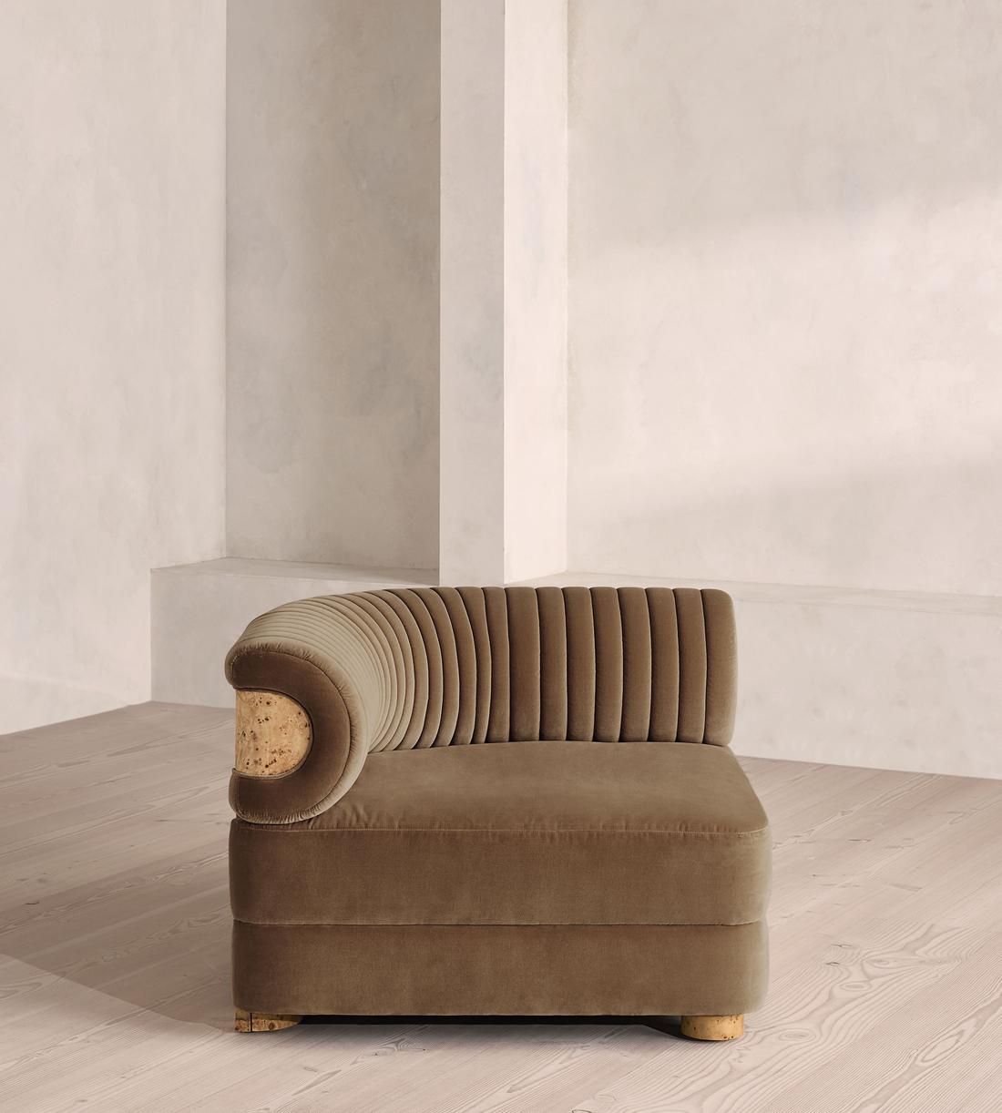 Caleb Modular Sofa - Corner Module - Velvet - Truffle - Blonde Burl - UK - Image 1