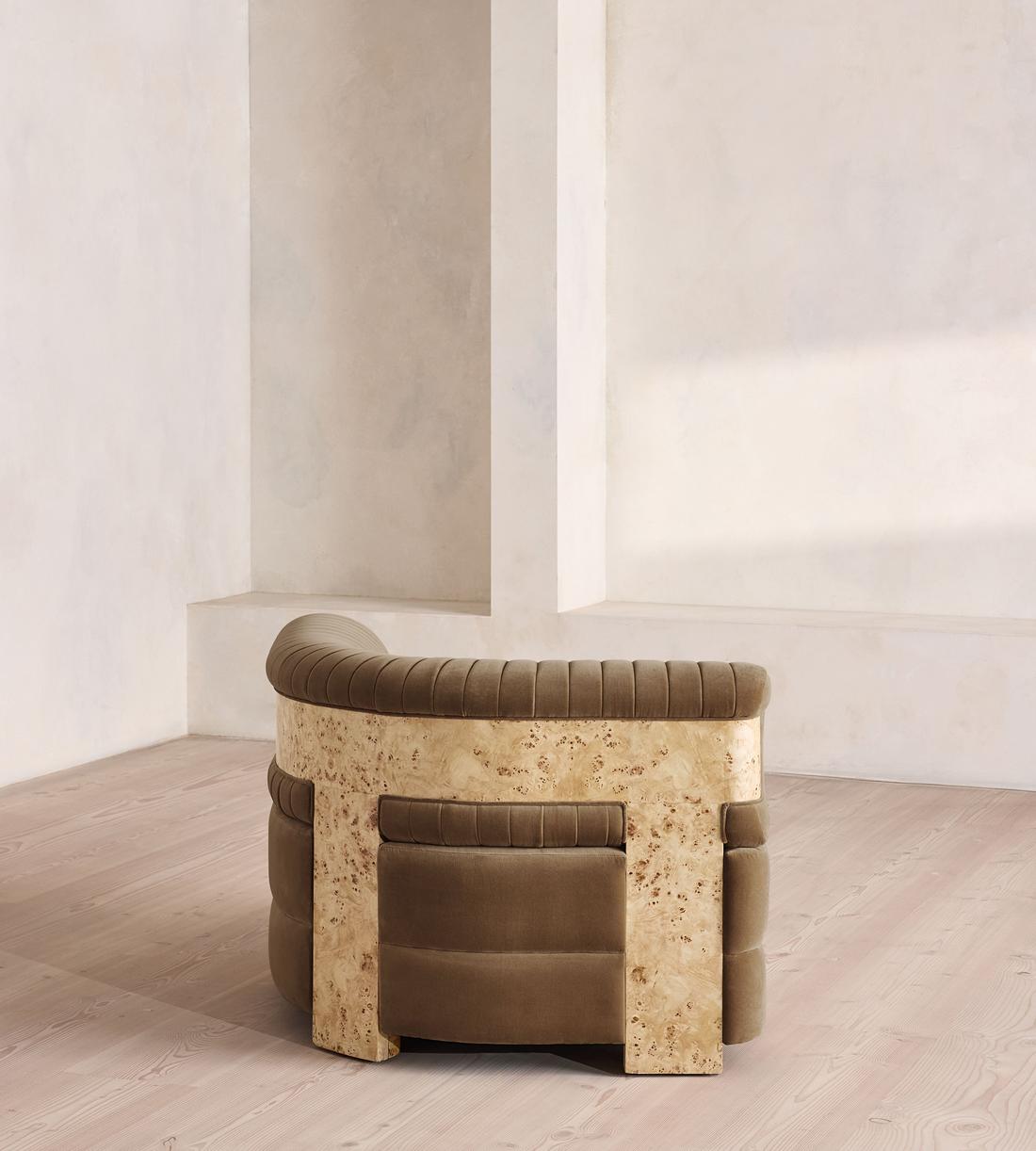 Caleb Modular Sofa - Corner Module - Velvet - Truffle - Blonde Burl - UK - Image 3