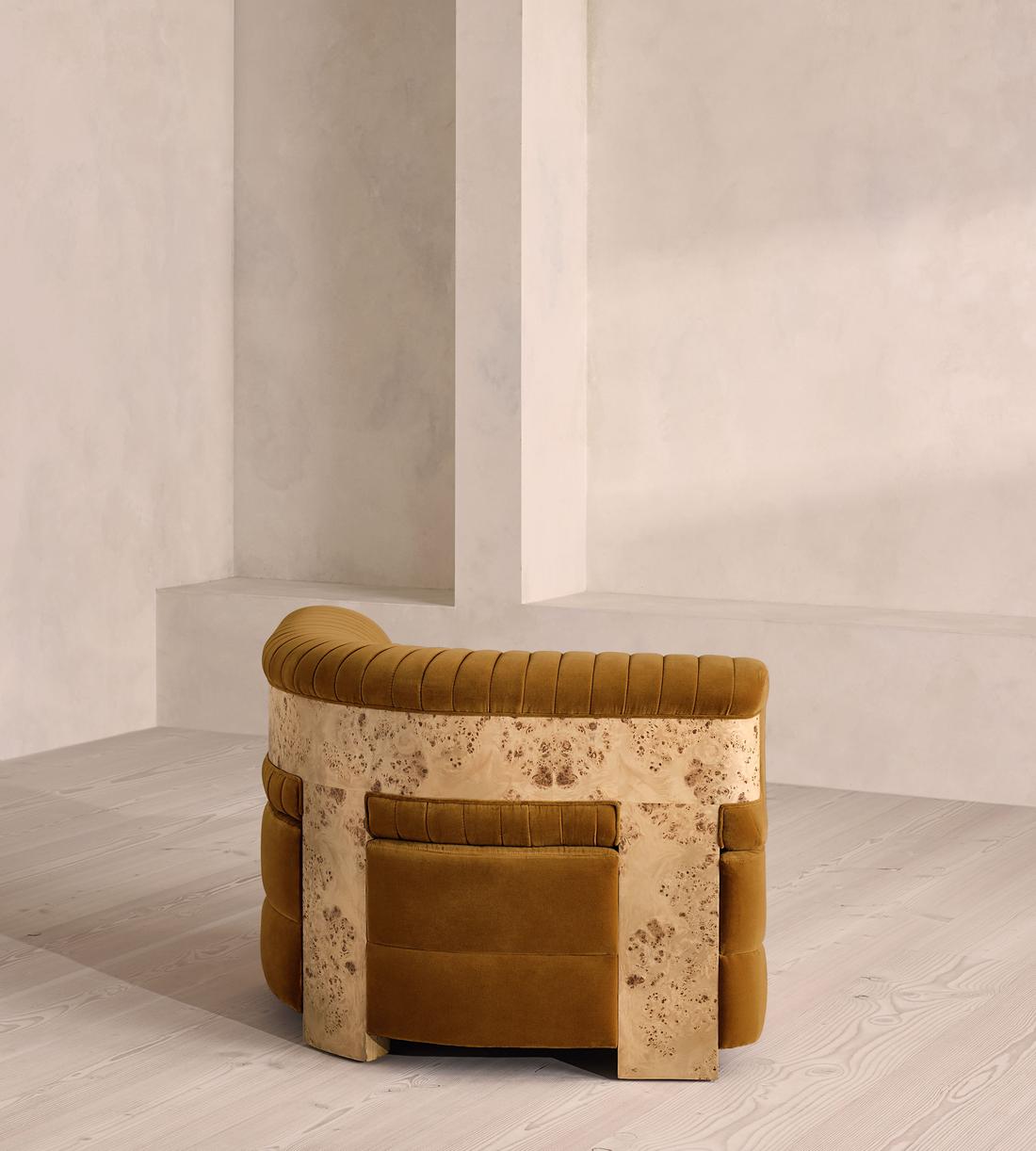 Caleb Modular Sofa - Corner Module - Velvet - Mustard - Blonde Burl - UK - Image 8