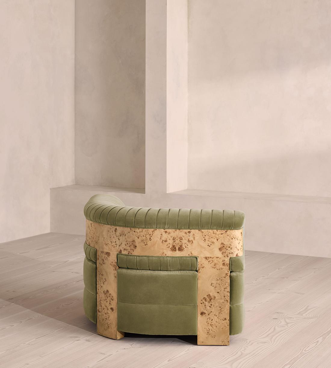 Caleb Modular Sofa - Corner Module - Velvet - Lichen - Blonde Burl - UK - Image 8