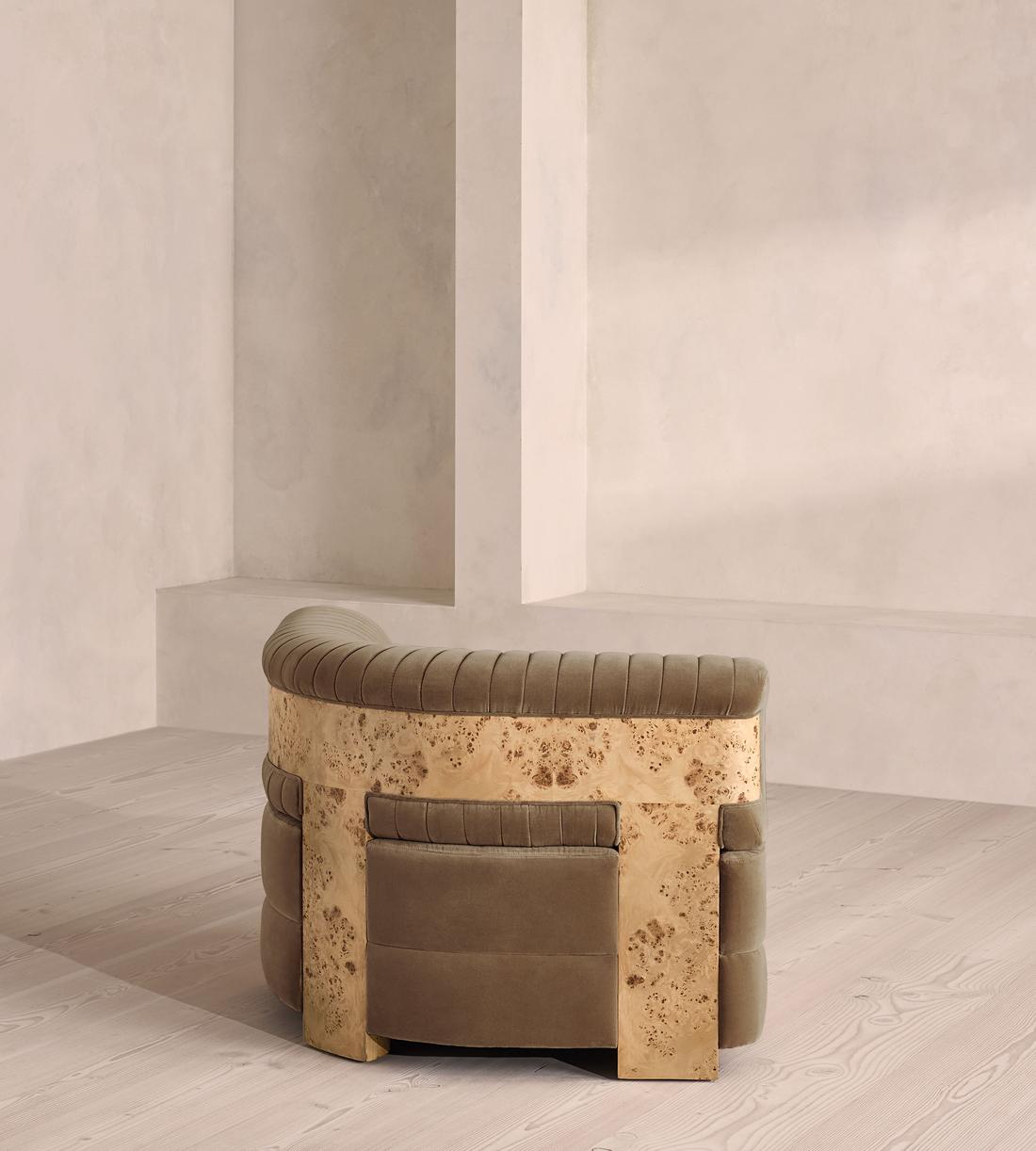 Caleb Modular Sofa - Corner Module - Velvet - Truffle - Blonde Burl - UK - Image 8