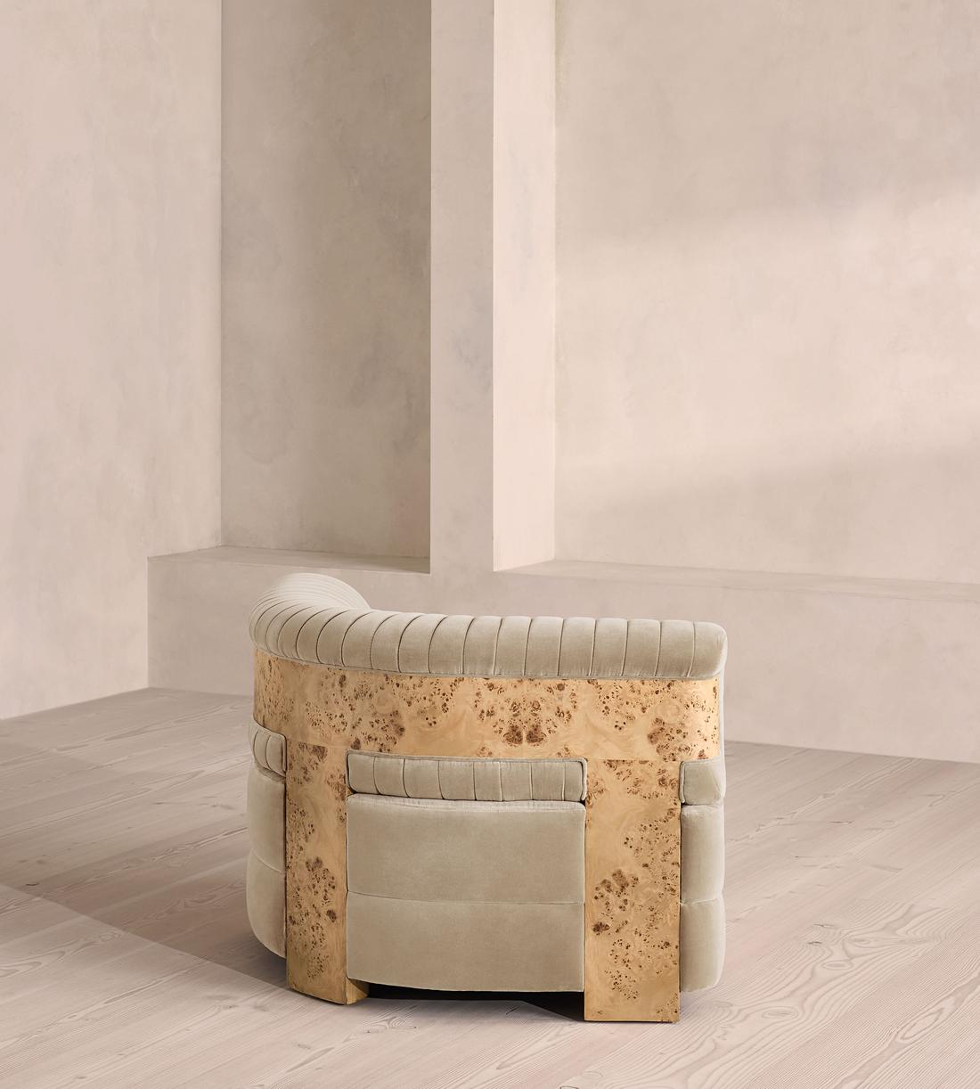 Caleb Modular Sofa - Corner Module - Velvet - Oyster - Blonde Burl - UK - Image 8