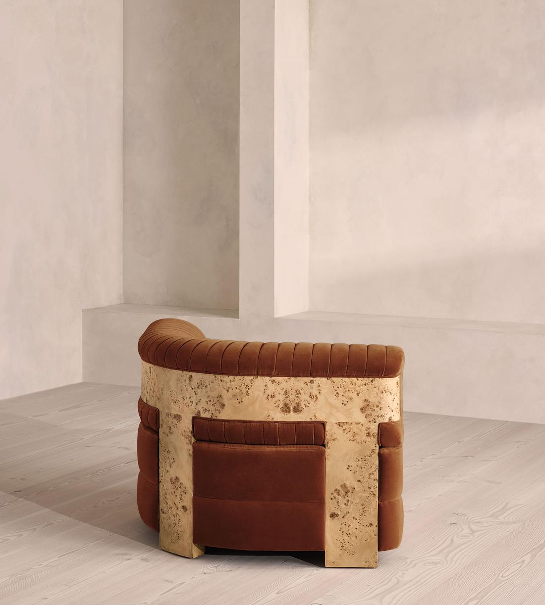 Caleb Modular Sofa - Corner Module - Velvet - Cinnamon - Blonde Burl - UK - Image 8