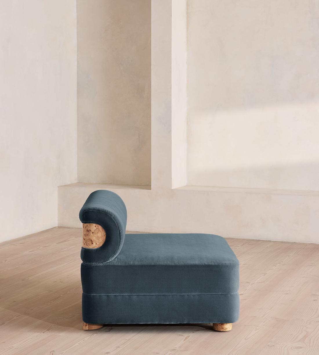 Caleb Modular Sofa - Corner Module - Velvet - Grey Blue - Blonde Burl - UK - Image 7