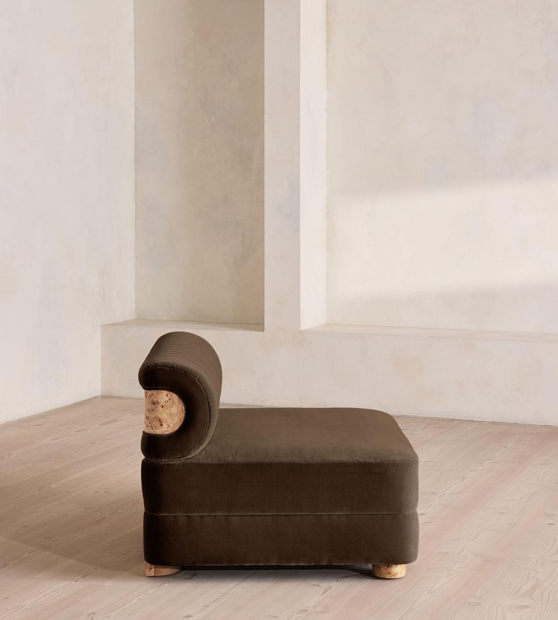 Caleb Modular Sofa - Corner Module - Velvet - Chocolate - Blonde Burl - UK - Image 7