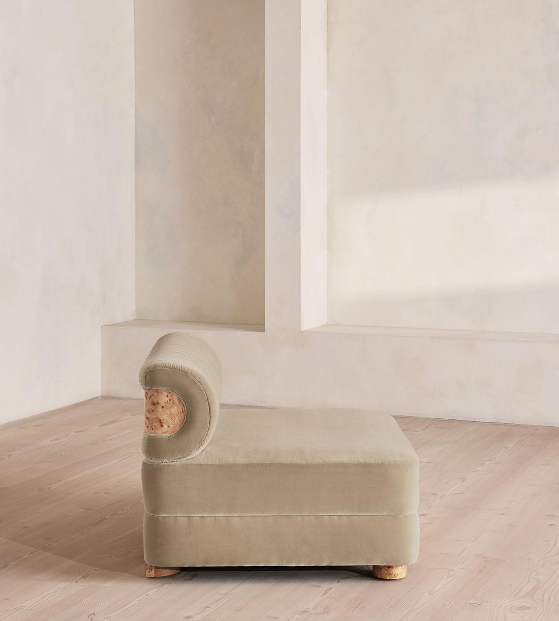 Caleb Modular Sofa - Corner Module - Velvet - Oyster - Blonde Burl - UK - Image 7