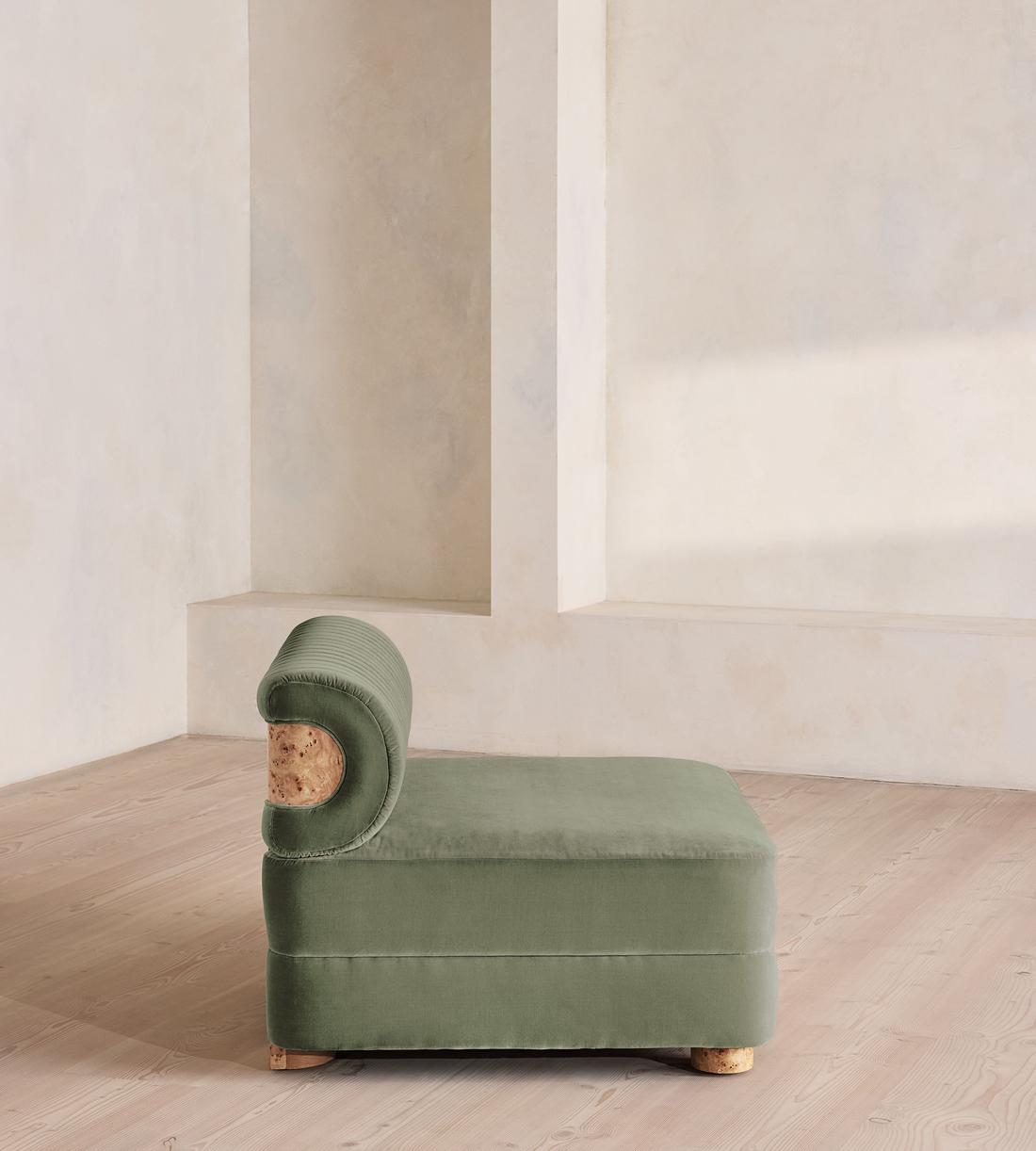 Caleb Sectional Sofa - Left Arm Module - Velvet - Seafoam - Blonde Burl - US - Image 6