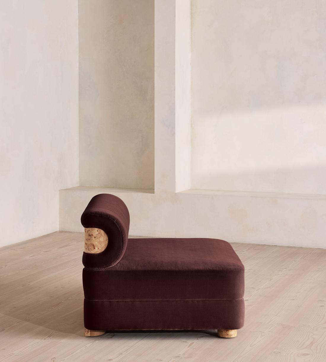 Caleb Modular Sofa - Corner Module - Velvet - Aubergine - Blonde Burl - UK - Image 7