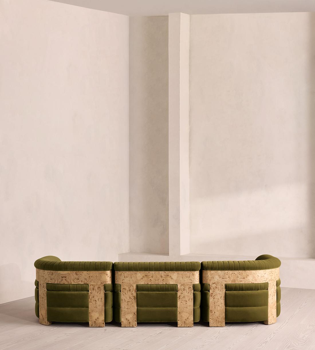 Caleb Modular Four Seater Sofa - Velvet - Olive - Blonde Burl - UK - Images - Image 4