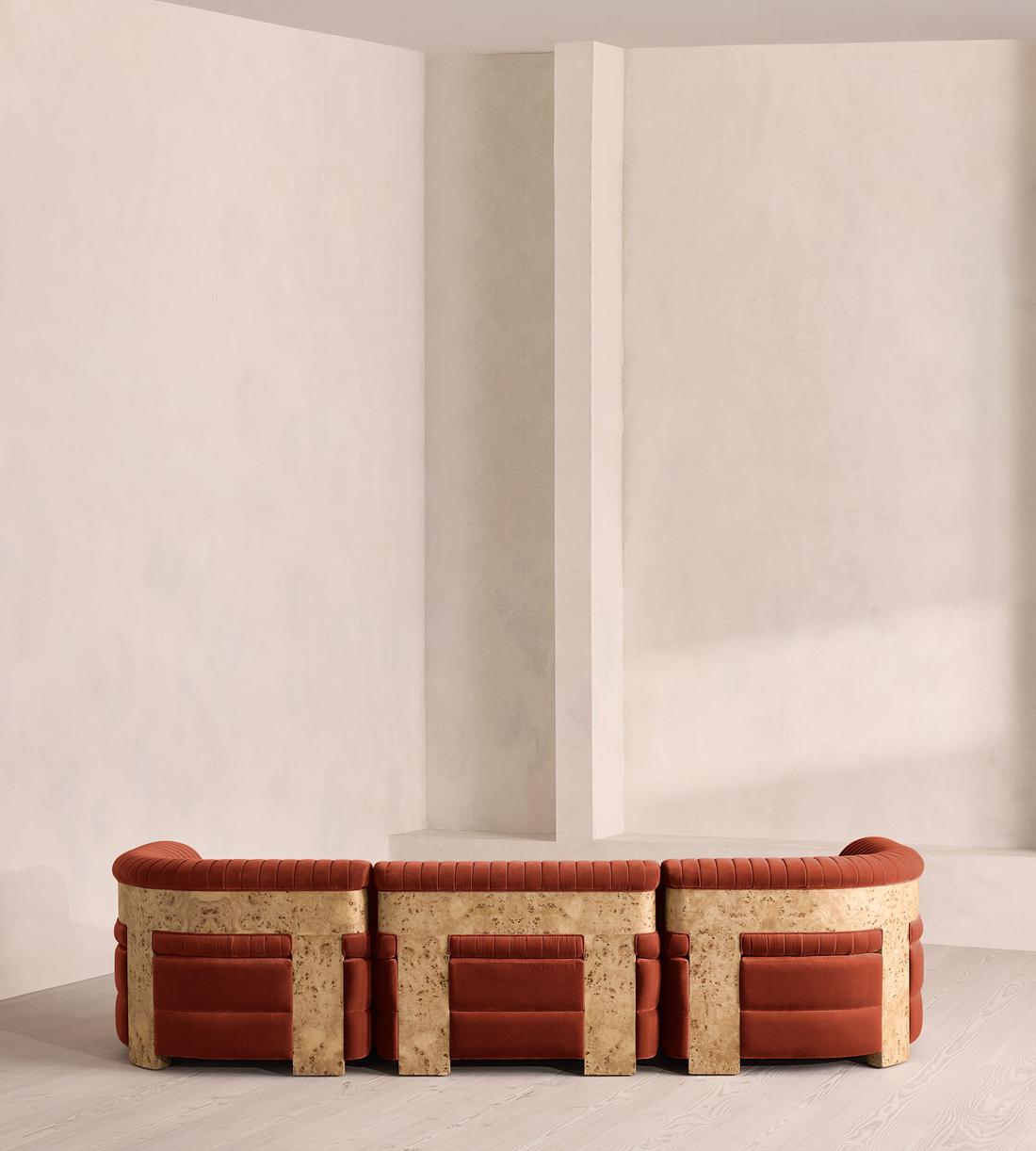 Caleb Modular Four Seater Sofa - Velvet - Rust - Blonde Burl - UK - Images - Image 5