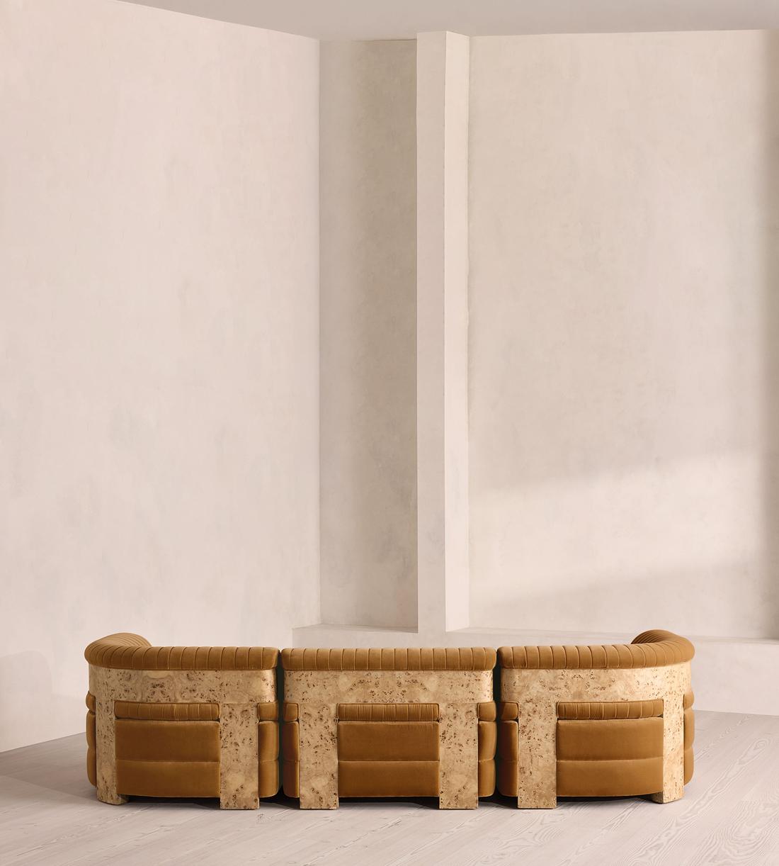 Caleb Modular Four Seater Sofa - Velvet - Mustard - Blonde Burl - UK - Images - Image 4