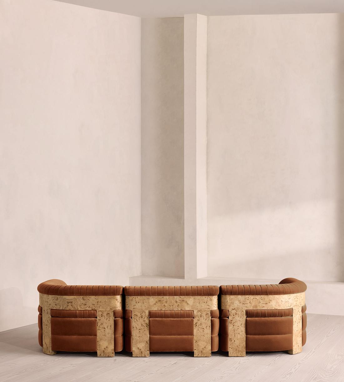 Caleb Modular Sofa - Four Seater - Velvet - Cinnamon - Blonde Burl - UK - Images - Image 4