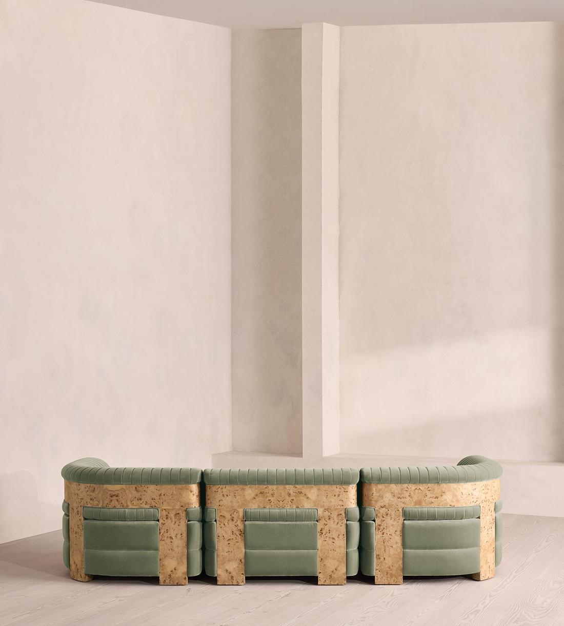 Caleb Modular Sofa - Four Seater - Velvet - Seafoam - Blonde Burl - UK - Images - Image 4