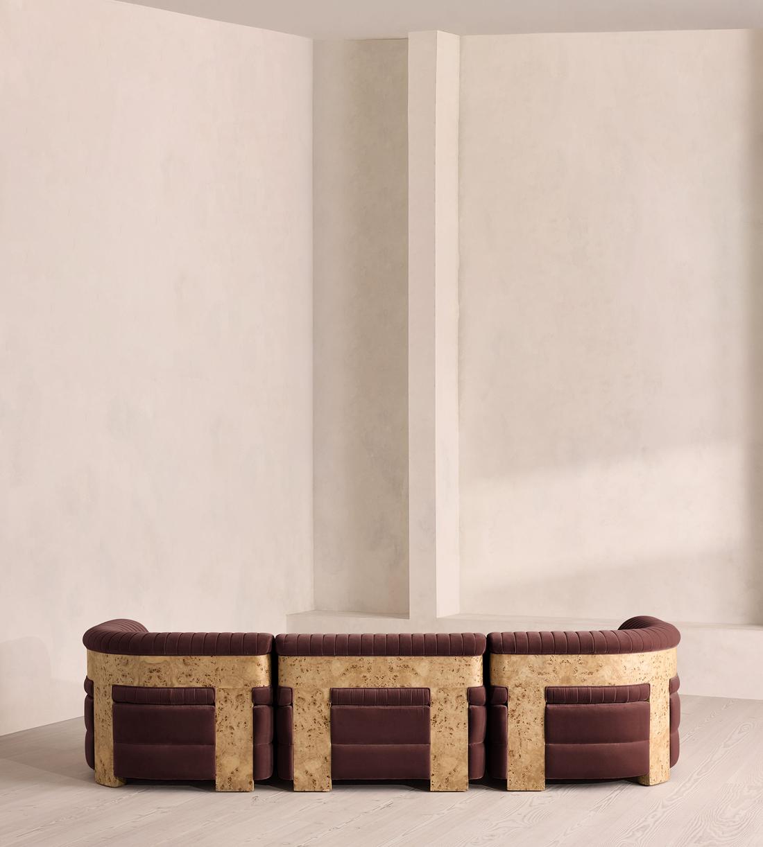 Caleb Sectional Sofa - Four Seater - Velvet - Aubergine - Blonde Burl - US - Images - Image 4