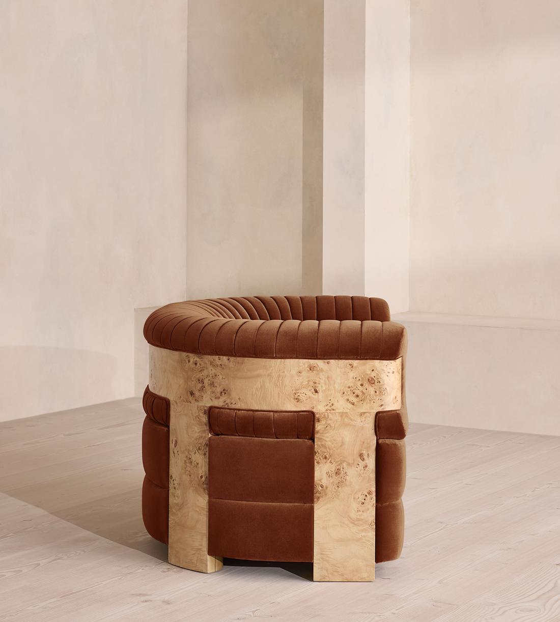 Caleb Armchair - Blonde Burl - Velvet - Cinnamon - UK - Images - Image 3