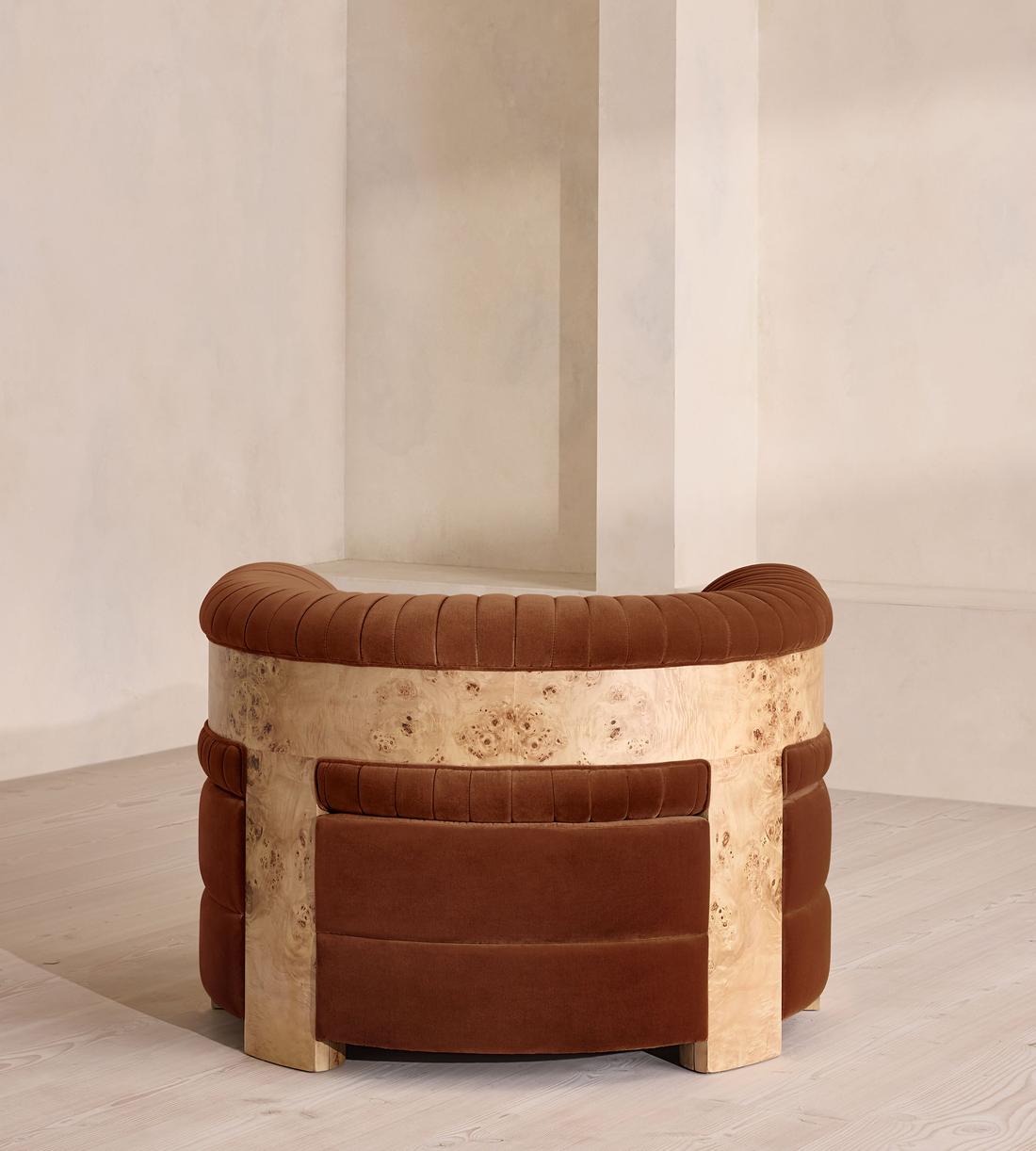 Caleb Armchair - Blonde Burl - Velvet - Cinnamon - UK - Images - Image 4