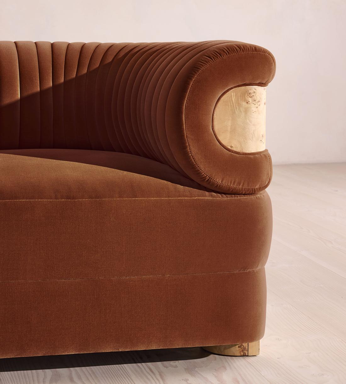Caleb Armchair - Blonde Burl - Velvet - Cinnamon - UK - Images - Image 5