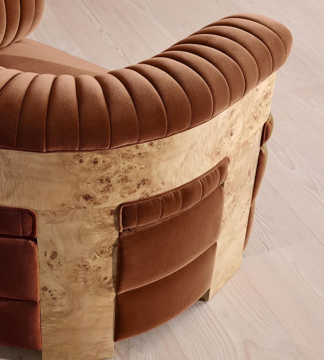 Caleb Armchair - Blonde Burl - Velvet - Cinnamon - US - Images - Image 5