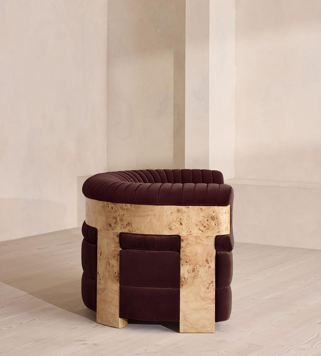 Caleb Armchair - Blonde Burl - Velvet - Aubergine - UK - Images - Image 2